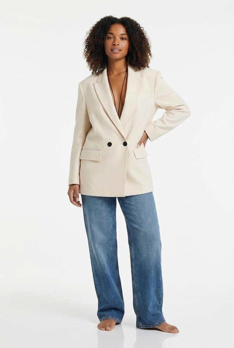 The same cream blazer, on the third woman