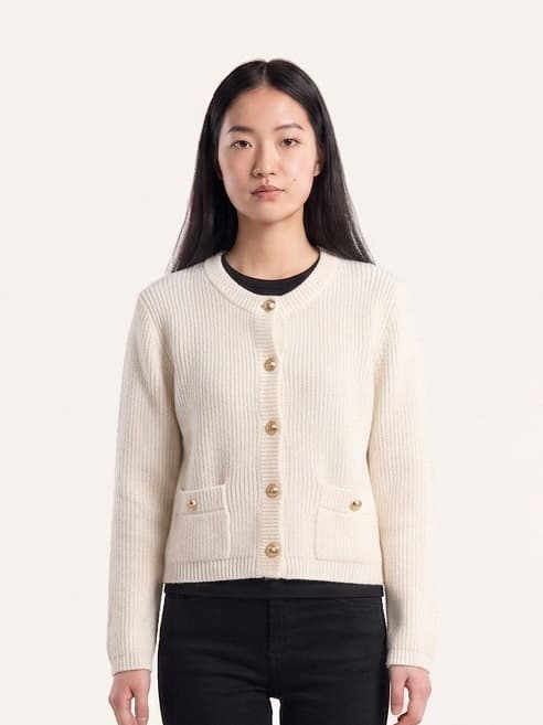 The same cardigan rendered on a model