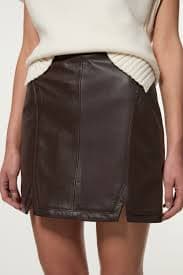 The brown leather mini skirt from the photo